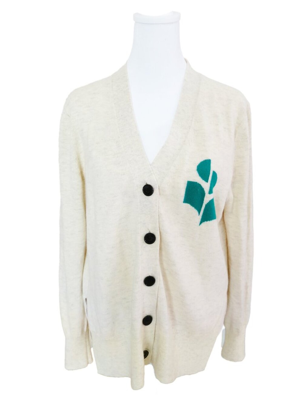 ISABEL MARANT ETOILE Ivory Wool Cotton KAREN V-Neck Knit Sweater Cardigan 34 / 2